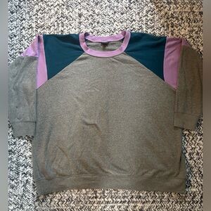 Torrid Gray Crew Sweatshirt with Purple and Blue Colorblock Trim Size 5XL